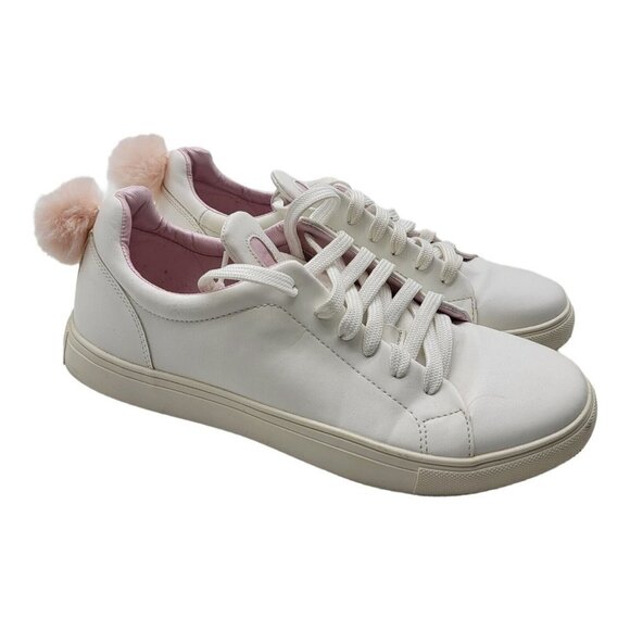 Madden Girl Shoes - Madden Girl Bunny Sneakers, Rabbit Ear White Lace Up w/ PomPoms Sz 8 5